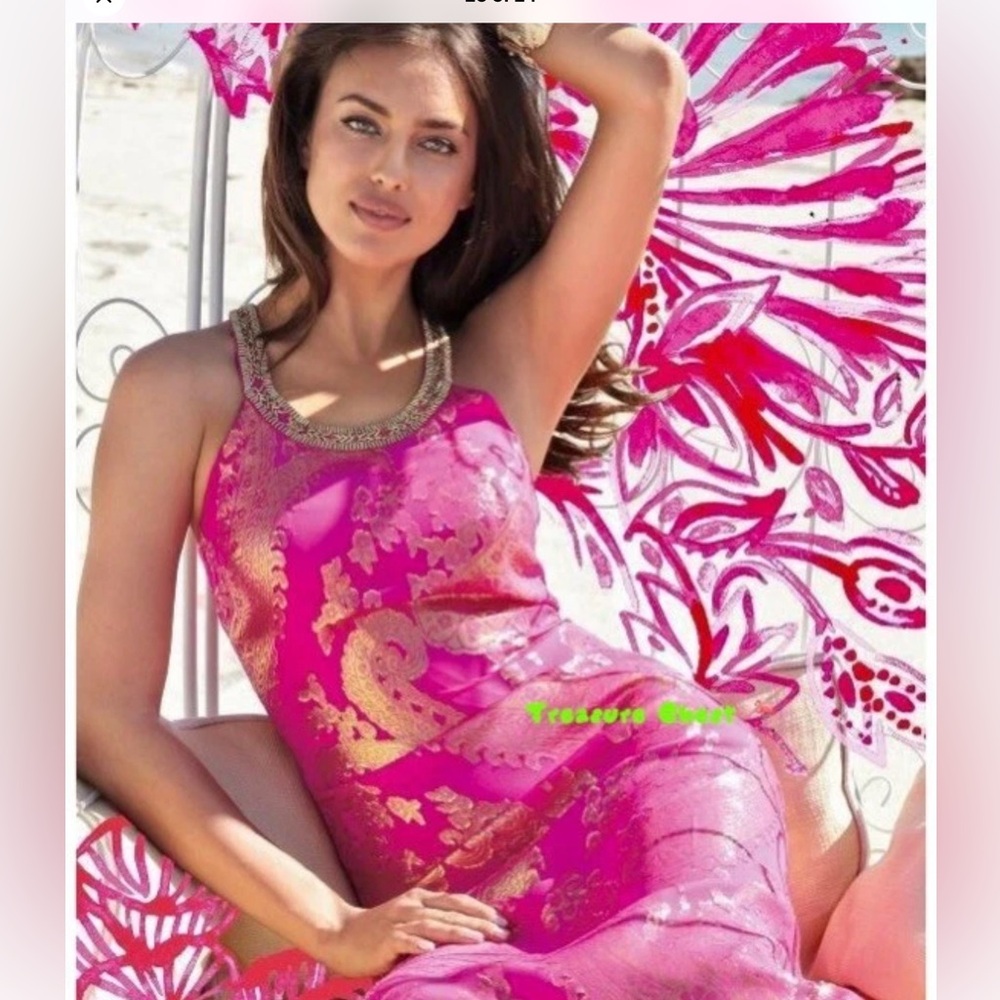 LILLY PULITZER FRANCONIA MAGENTA PAISLEY CHIFFON MAXI DRESS